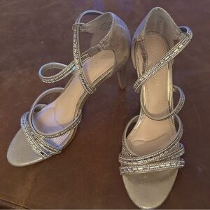 Kelly & Katie Glittering Silver Strappy Heels
